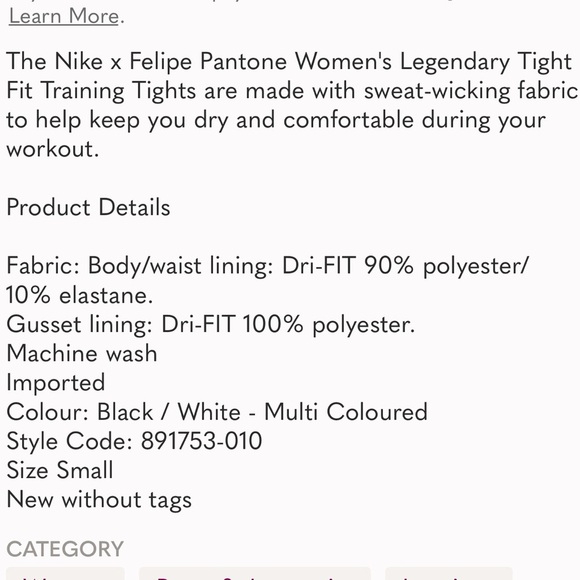 Nike x Felipe Pantone Women's Legendary Graphic Leggings NWOT Small - Picture 9 of 9